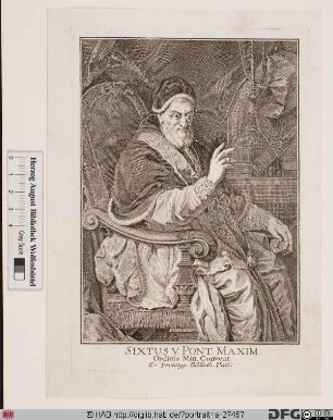 Bildnis Papst Sixtus V. (Felice Peretti, gen. Montalto) (reg. 24. 4. 1585 - 27. 8. 1590)