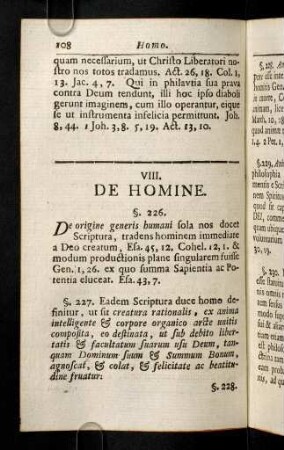 108-131, VIII. De Homine. IX. De Imagine Dei, & universo statu integro primi hominis. X. De Providentia.