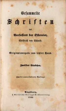 Gesammelte Schriften des Verfassers der Ostereier, Christoph von Schmid, 12