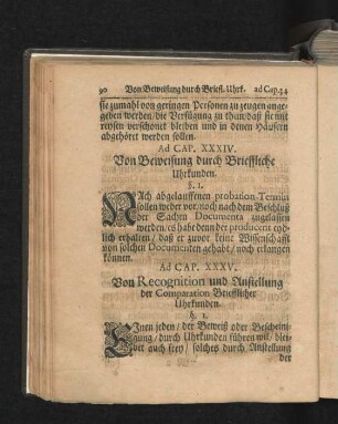 Ad Cap. XXXIV. Von Beweisung durch Brieffliche Uhrkunden. § I.