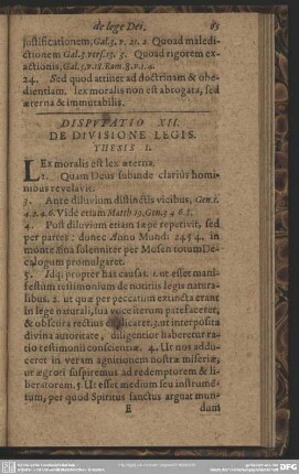 Disputatio XII. De Divisione Legis. Thesis I