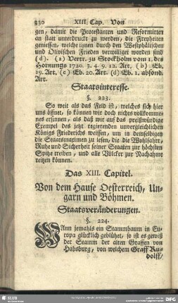 Das XIII. Capitel. Von dem Hause Oesterreich, Ungarn und Böhmen : Staatsveränderungen