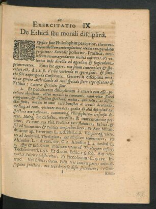 Exercitatio IX. De Ethica seu morali disciplina.
