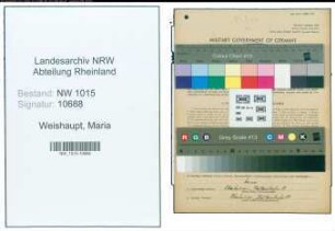 Entnazifizierung Maria Weishaupt , geb. 27.02.1898 (Schneiderin)