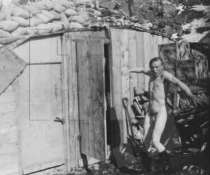 Wordie-Bucht : Heinz Grams vor der Sauna