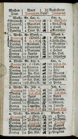 Neuer Januarius. - Alter Nov. u. Dec. Monds-Viertel.