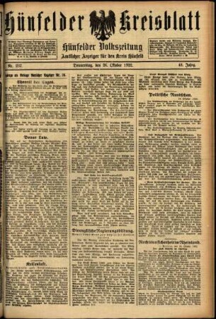 Ausgabe vom Donnerstag, den 26. Oktober 1922.