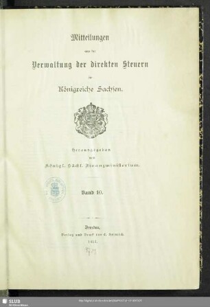10.1910/13: Mitteilungen aus der Verwaltung der direkten Steuern im Königreiche Sachsen