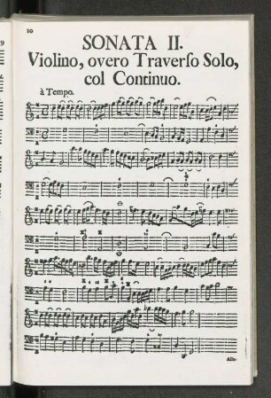 Sonata II. Violino, overo Traverso Solo, col Continuo.