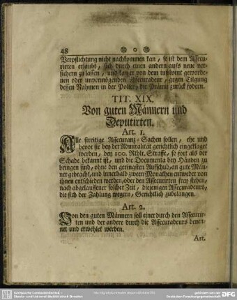 Tit. XIX. Von guten Männern und Deputirten