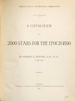 Publications of the Cincinnati Observatory, 13