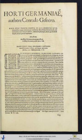 Horti Germaniae, authore Conrado Gesnero.