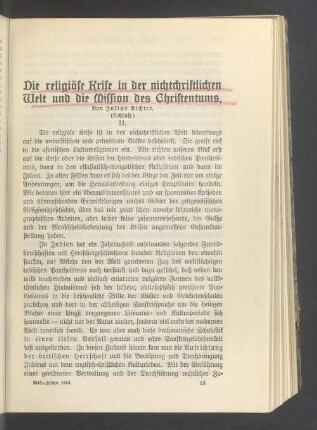 Die religiöse Krise in der nichtchristlichen Welt und die Mission des Christentums (Schluß)