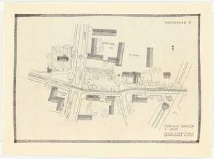 Dorfaue Dahlem, Berlin Städtebauliche Gestaltung: Erste Probearbeit, Vorschlag 3: Bebauungsplan 1:1000