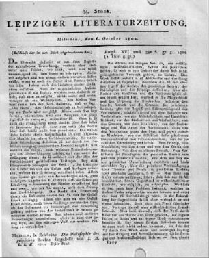 Meissen, b. Erbslein: Die Philosophie des peinlichen Rechts dargestellt von J. A. Bergk. XVI und 380 S. gr. 8. 1802.