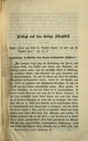 Das katholische Kirchenjahr : in seinem innern Zusammenhange dargestellt in Predigten auf alle Sonntage des Kirchenjahres, mit einer Beigabe sämmtlicher Festtags-, von vier Jubiläums- und anderen Gelegenheitspredigten, 2