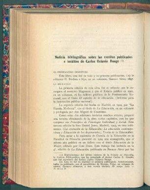 Noticia bibliográfica sobre los escritos publicados e inéditos de Carlos Octavio Bunge