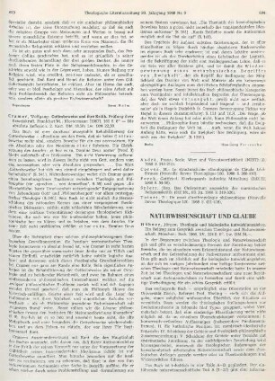 693-694 [Rezension] Cramer, Wolfgang, Gottesbeweise und ihre Kritik