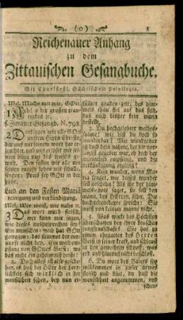 Reichenauer Anhang zu dem Zittauischen Gesangbuche
