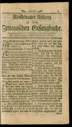 Reichenauer Anhang zu dem Zittauischen Gesangbuche
