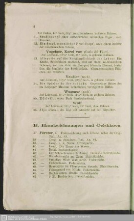 B. Handzeichnungen und Oelskizzen