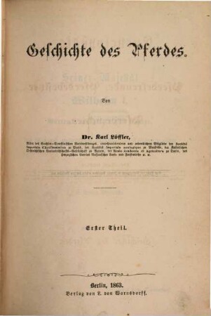 Encyclopädie für Pferdefreunde, Pferdebesitzer und Pferdezüchter, 1,2. Geschichte des Pferdes