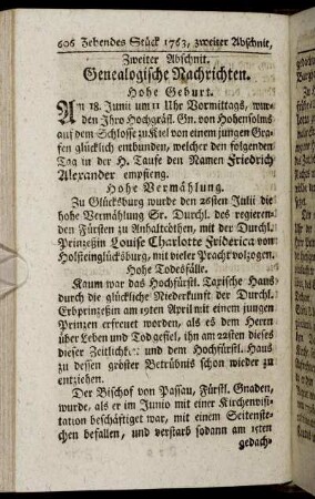 Zweiter Abschnitt. Genealogische Nachrichten.