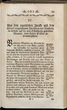 IV. Von dem eigentlichen Zwecke ... des Walkens