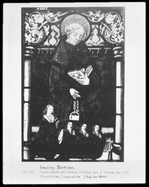 Sankt Leonhard mit Kette, Stifter mit 3 Söhnen