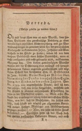 Vorrede (Welche gelesen zu werden bittet.)