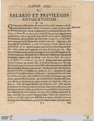 Caput VIII. Salario et Privilegiis Advocatorum