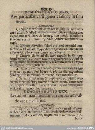 DEMONSTRATIO XXX. Aer ad intimam mixtionem corporum valde est necessarius.