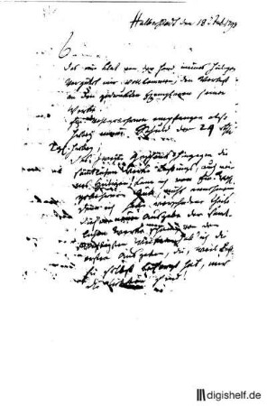 1: Brief von Johann Wilhelm Ludwig Gleim an Christian Friedrich Voß