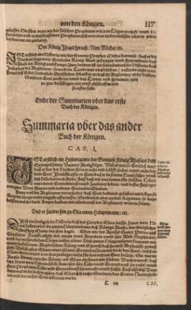 Summaria uber das ander Buch der Königen.