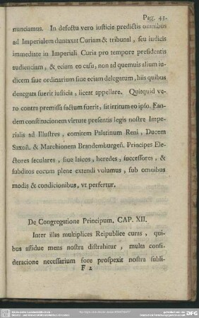 De Congregatione Principum. Cap. XII.