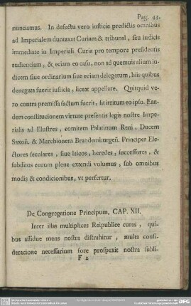 De Congregatione Principum. Cap. XII.