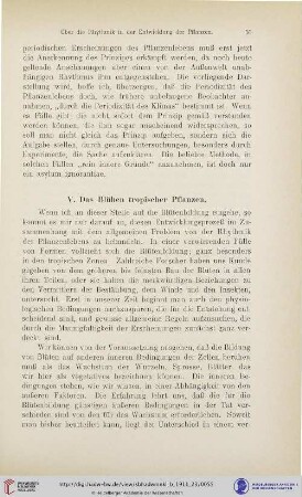 V. Das Blühen tropischer Pflanzen