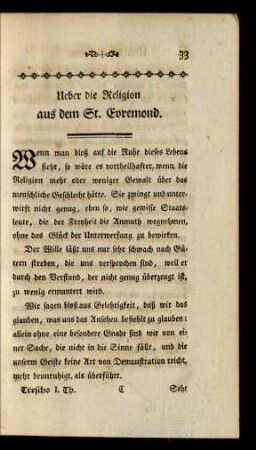 Ueber die Religion aus dem St. Evremond