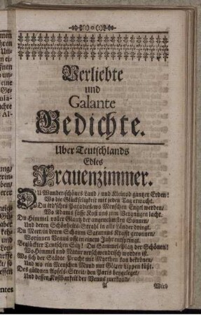 Verliebte und Galante Gedichte.