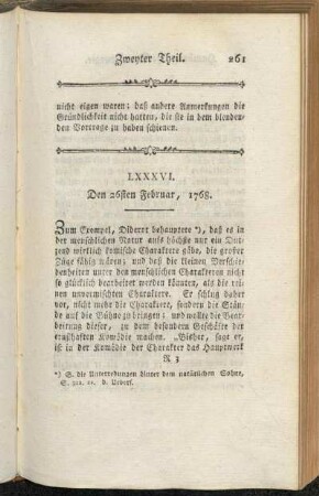 LXXXVI. Den 26sten Februar, 1768