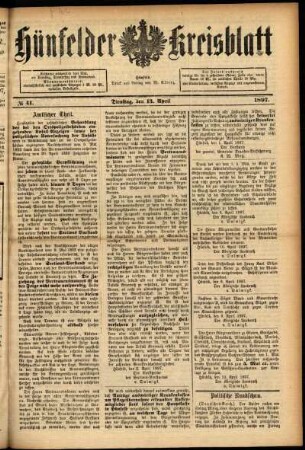 Ausgabe vom Dienstag, den 13. April 1897.