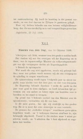 XLI. Nieuws van den dag, van 16 Oktober 1889