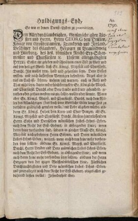 Huldigungs-Eyd, So wie er denen Dienst-Eyden zu præmittiren : Ao. 1790
