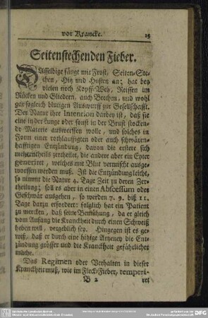 Seitenstechenden Fieber