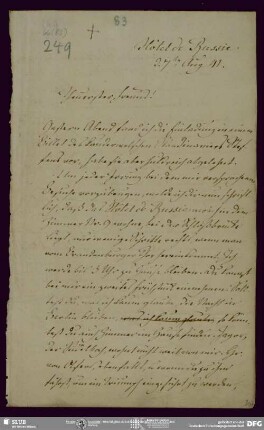 Eigenh. Brief von Wilhelm Pochhammer an Ludwig Tieck, Berlin, 07.08.1841