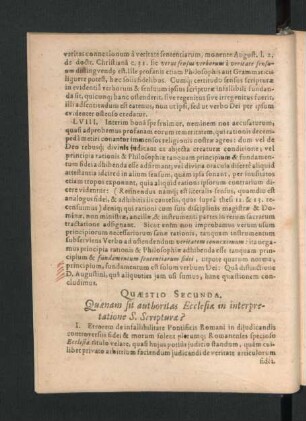 Quaestio Secunda. Quaenam sit authoritas Ecclesiae in interpretatione S. Scripturae?