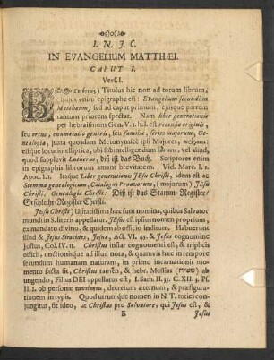 In Evangelium Matthaei. Caput I.