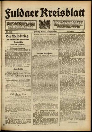 Ausgabe vom Freitag, den 13. September 1918.