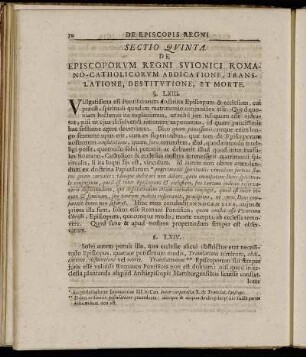 Sectio quinta. De Episcoporum...abdicatione, translatione, destitutione, et morte.