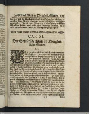 Cap. XI. Der Gottseelige Weise im Obrigkeitlichen Stande.